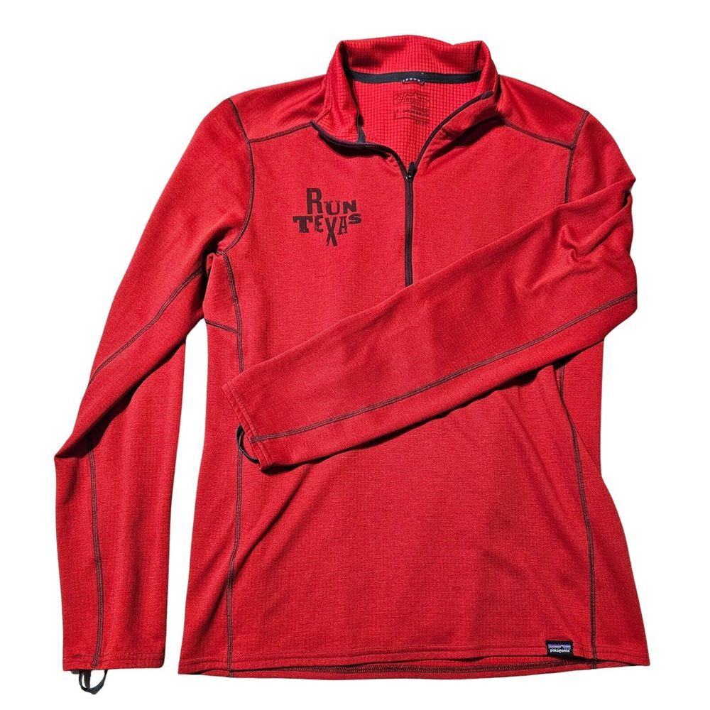 Patagonia Capilene Midweight Baselayer 1/4 Zip Red Run Texas Polartec Mens S